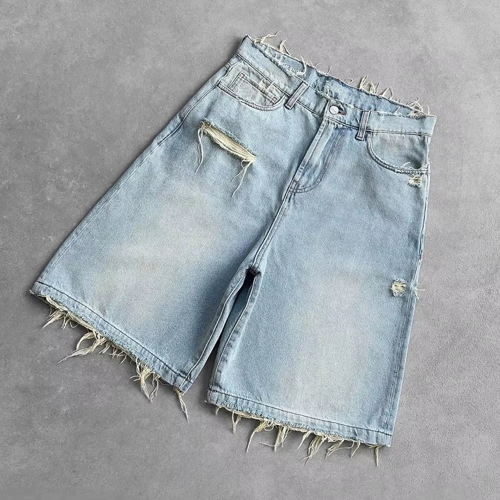 Men’s Vintage Distressed Black Jeans. Heavyweight cotton denim with a loose fit, wide-leg bootcut flared silhouette, and vintage washed finish. Durable, comfortable, and perfect for streetwear, casual outfits, and modern urban fashion.