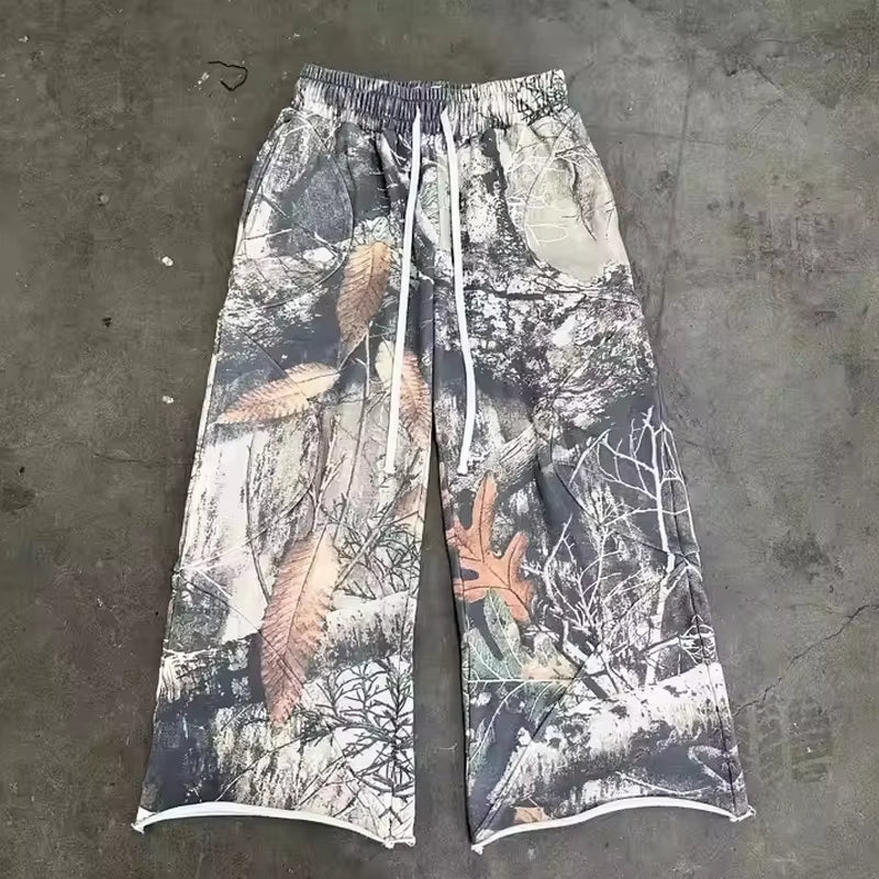 Men'S 100% Cotton Heavyweight Track Jogger Baggy Sweatpants Loose Sweats with Embroidered Real Tree Camo Mid Waist Casual Style