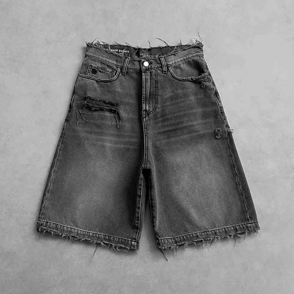 Men’s Vintage Distressed Black Jeans. Heavyweight cotton denim with a loose fit, wide-leg bootcut flared silhouette, and vintage washed finish. Durable, comfortable, and perfect for streetwear, casual outfits, and modern urban fashion.