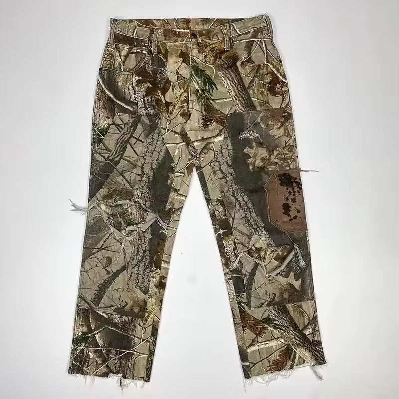 Men'S 100% Cotton Heavyweight Track Jogger Baggy Sweatpants Loose Sweats with Embroidered Real Tree Camo Mid Waist Casual Style