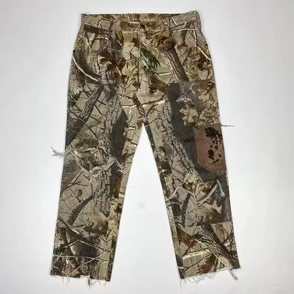 Men'S 100% Cotton Heavyweight Track Jogger Baggy Sweatpants Loose Sweats with Embroidered Real Tree Camo Mid Waist Casual Style