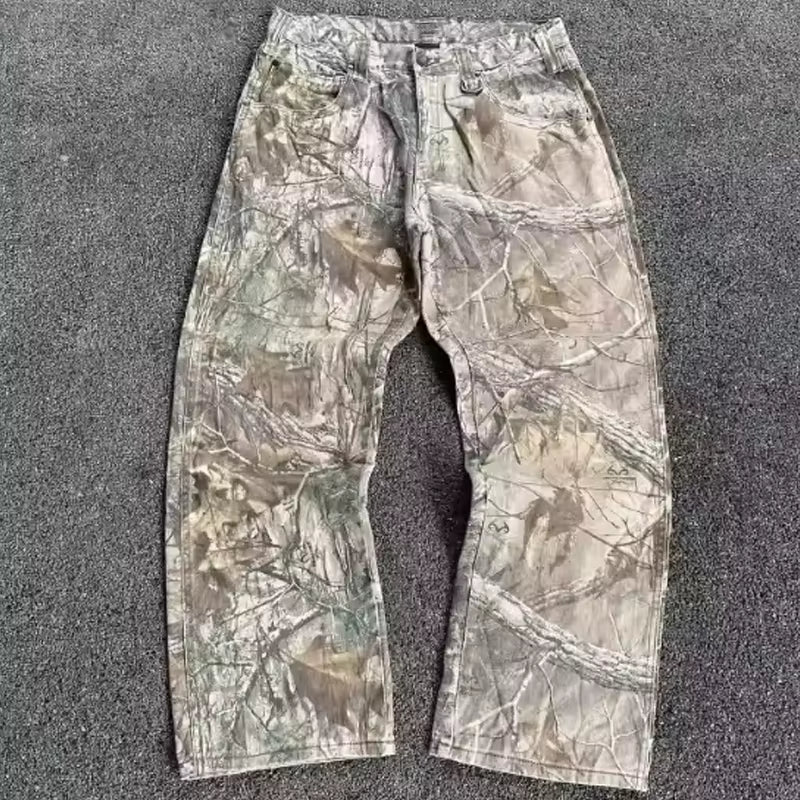 Men'S 100% Cotton Heavyweight Track Jogger Baggy Sweatpants Loose Sweats with Embroidered Real Tree Camo Mid Waist Casual Style