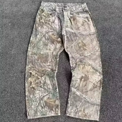 Men'S 100% Cotton Heavyweight Track Jogger Baggy Sweatpants Loose Sweats with Embroidered Real Tree Camo Mid Waist Casual Style