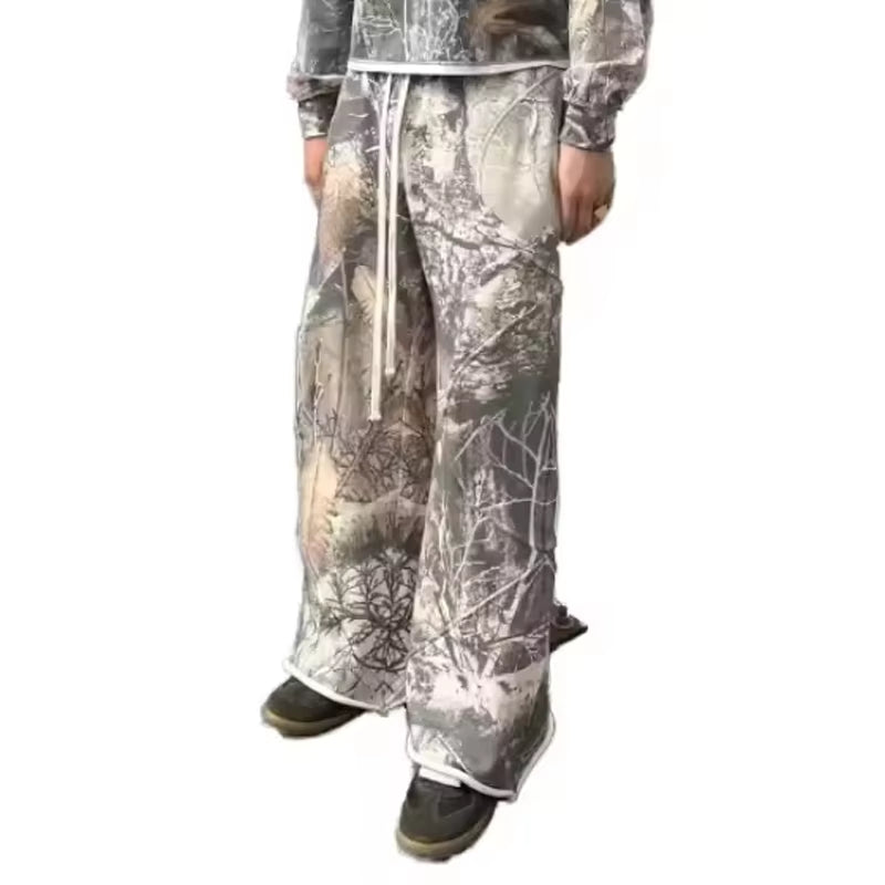 Men'S 100% Cotton Heavyweight Track Jogger Baggy Sweatpants Loose Sweats with Embroidered Real Tree Camo Mid Waist Casual Style
