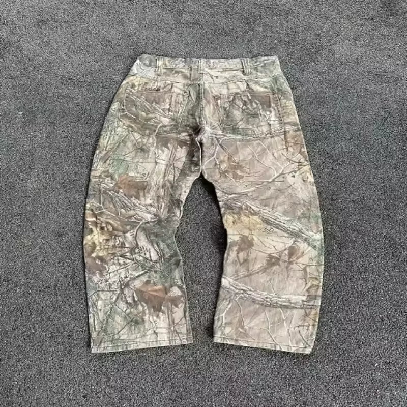 Men'S 100% Cotton Heavyweight Track Jogger Baggy Sweatpants Loose Sweats with Embroidered Real Tree Camo Mid Waist Casual Style