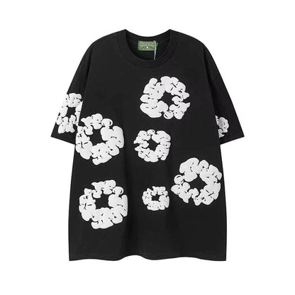 Men'S High Street Hip Hop Printed Jersey Short Sleeve T-Shirt Camouflage Pattern Pure Cotton Sweatshirt Pants Set Sports Leisure