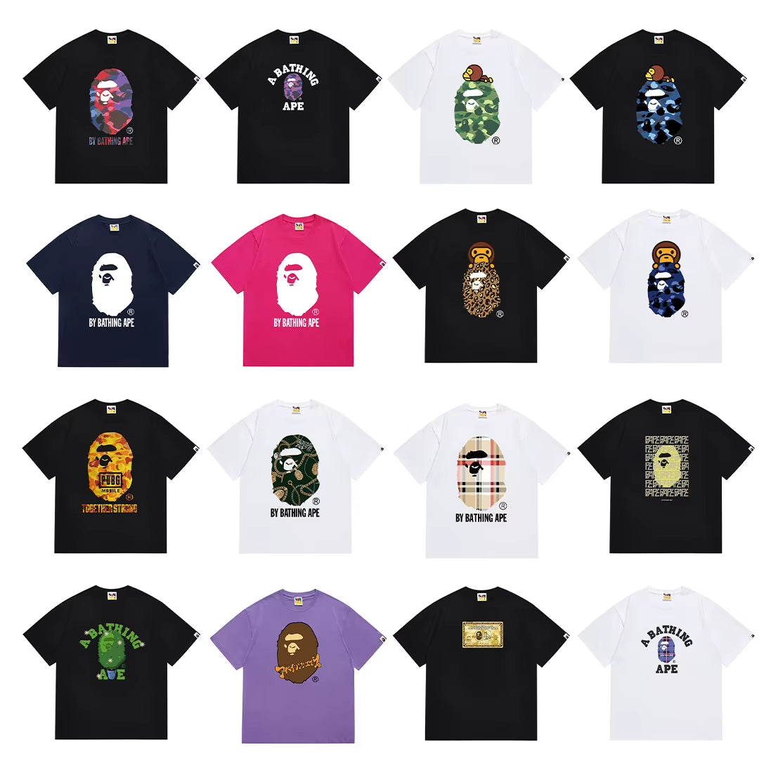 2026 High Version BAPE Ape T-Shirt – Made from premium 100% cotton for superior comfort, breathability, and durability. Features the iconic Ape graphic with high-quality heat-transfer printing that delivers vibrant colors and long-lasting wear. Designed with a trendy regular fit, making it perfect for streetwear, casual outfits, and everyday fashion.